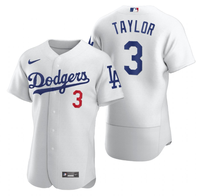 Men's Los Angeles Dodgers #3 Chris Taylor White Flex Base Stitched Jersey Men's Los Angeles Dodgers #3 Chris Taylor White Flex Base Stitched Jersey